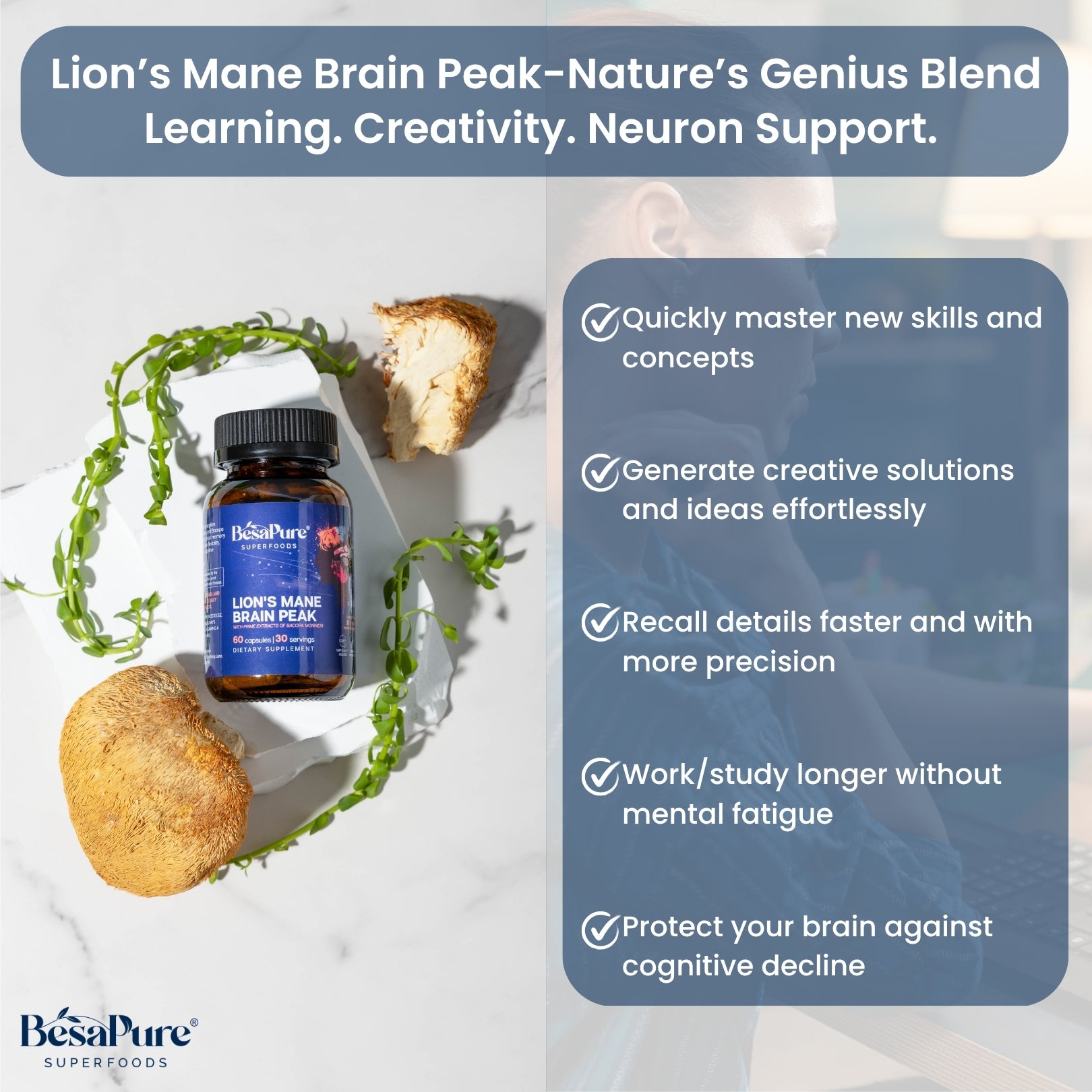 Lions Mane Brain Peak — Nature's Genius Blend