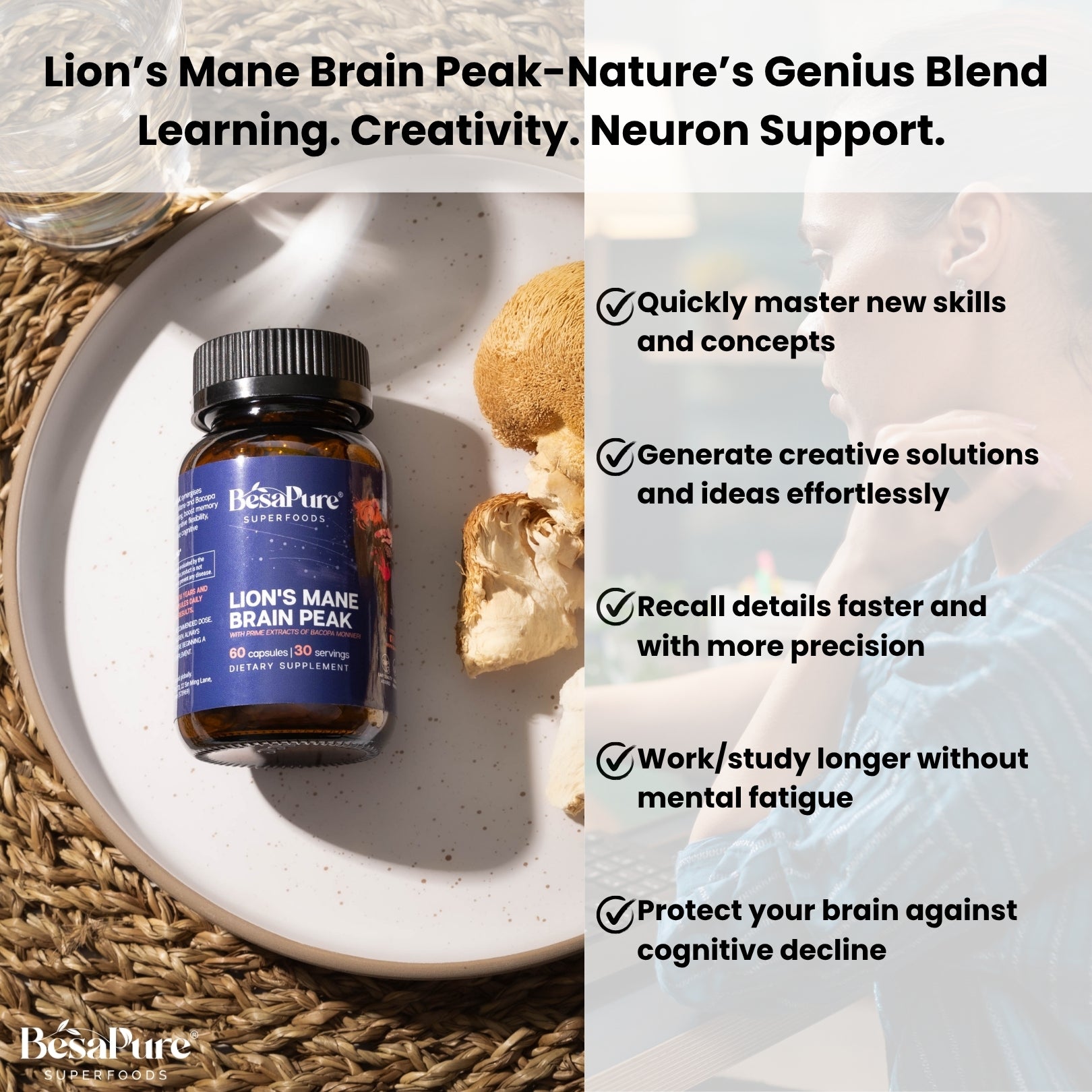 Lions Mane Brain Peak — Nature's Genius Blend