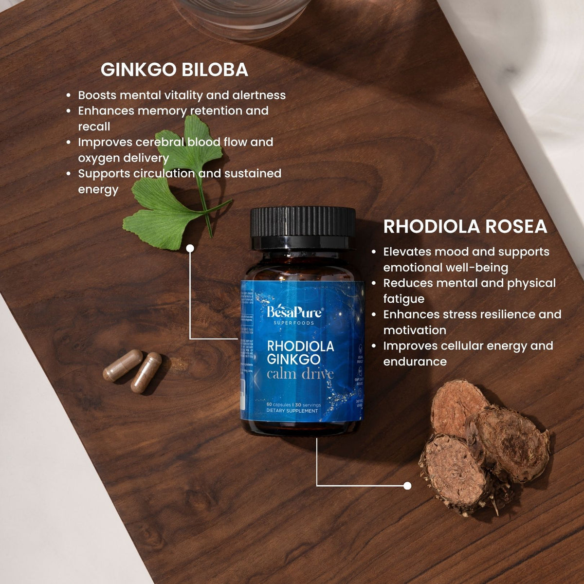 Rhodiola Ginkgo Calm Drive – Nature's Energiser Duo
