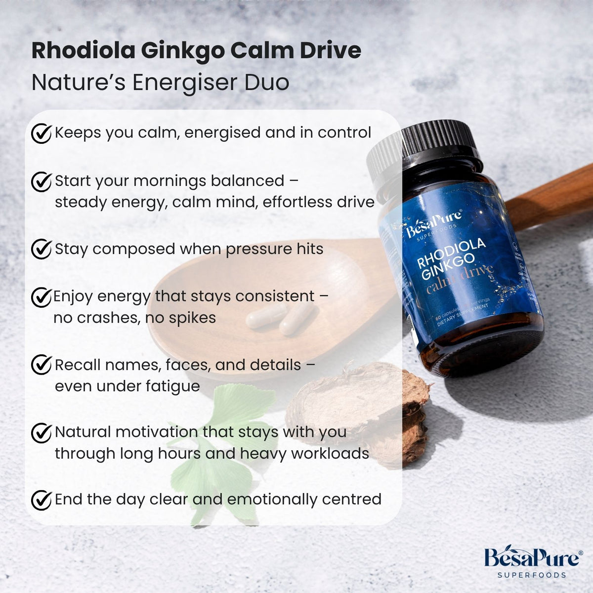 Rhodiola Ginkgo Calm Drive – Nature's Energiser Duo