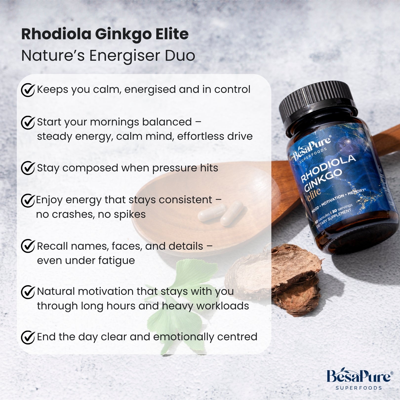 Rhodiola Ginkgo Elite – Nature's Energiser Duo